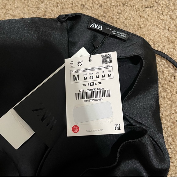 NWT! ZARA BEADED SATIN EFFECT DRESS BLACK - Picture 6 of 7